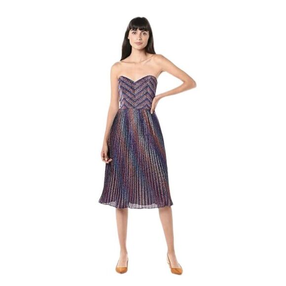 Dress The Population Metallic Cobalt Rosalie Dress Womens Multicolor Size Small - Picture 1 of 9